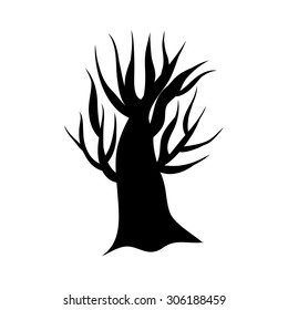 Tree silhouette isolated illustration on white background