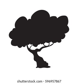 Tree silhouette isolated illustration on white background