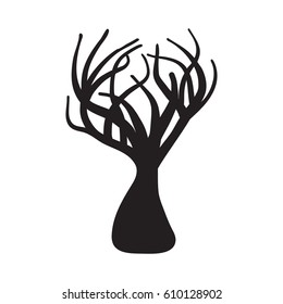 Tree silhouette isolated illustration on white background