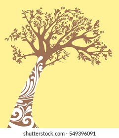 Tree silhouette isolated on background. Vector illustration.