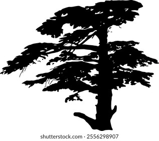 Tree silhouette isolated on transparent background. Vector illustration.