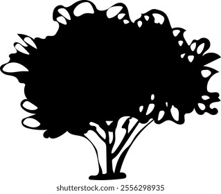 Tree silhouette isolated on transparent background. Vector illustration.