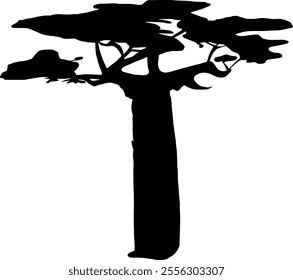 Tree silhouette isolated on transparent background. Vector illustration.