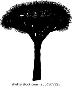Tree silhouette isolated on transparent background. Vector illustration.
