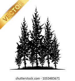 tree silhouette isolated on white background.