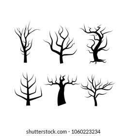 Tree silhouette isolated on white abstract background using for creation nature vector illustration