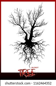 tree silhouette isolated on white background.Scary tree