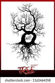 tree silhouette isolated on white background.Scary tree
