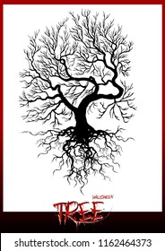 tree silhouette isolated on white background.Scary tree