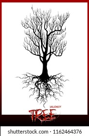 tree silhouette isolated on white background.Scary tree