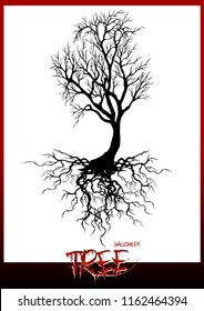 tree silhouette isolated on white background.Scary tree