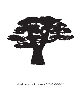 Tree silhouette isolated on white background. Vector illustration