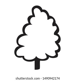 Tree silhouette isolated on white background, vector.