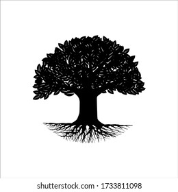 tree silhouette isolated on white background vector.
