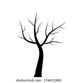 tree silhouette isolated on white background | Dried trees isolate on white background | dried tree vector illustration.