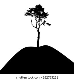 Tree Silhouette Isolated on White Backgorund. Vector Illustration