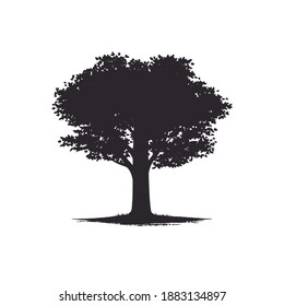 Silueta de árbol aislada en un fondo blanco. Ilustración vectorial. Icono de verano.