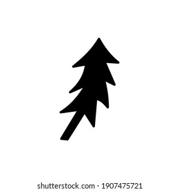 Silueta de árbol aislada en un fondo blanco. Ilustración vectorial del patrón de árbol blanco y negro.