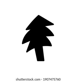 Silueta de árbol aislada en un fondo blanco. Ilustración vectorial del patrón de árbol blanco y negro.