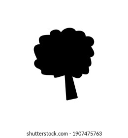 Silueta de árbol aislada en un fondo blanco. Ilustración vectorial del patrón de árbol blanco y negro.
