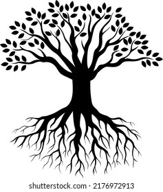 Tree silhouette isolated on white background