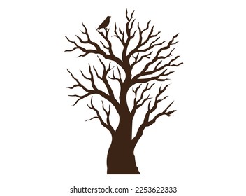 tree silhouette isolated on white.