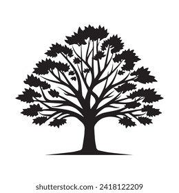 Tree silhouette isolated on white background. Vector illustration for your design.