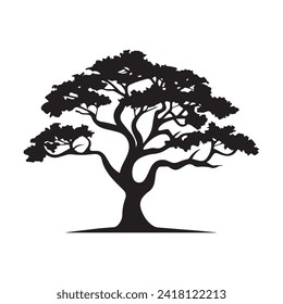 Tree silhouette isolated on white background. Vector illustration for your design.