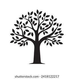 Tree silhouette isolated on white background. Vector illustration for your design.