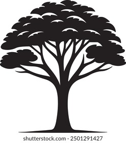 Tree silhouette isolated on white background. Vector illustration