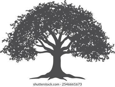 Tree silhouette isolated on white background.