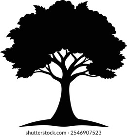 Tree silhouette isolated on white background. Tree sign vector illustration design