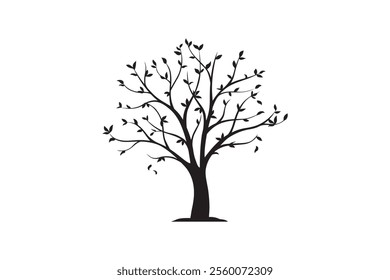 Tree silhouette isolated on white background