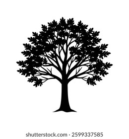 A tree silhouette isolated on white background.