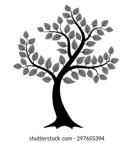 Tree silhouette isolated on white background, vector illustration