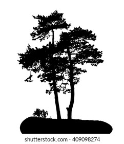 Tree Silhouette Isolated on White Background Vector Illustration. EPS10