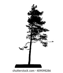 Tree Silhouette Isolated on White Background Vector Illustration. EPS10