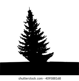 Tree Silhouette Isolated on White Background Vector Illustration. EPS10