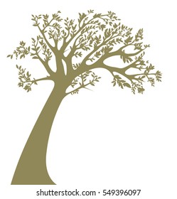 Tree silhouette isolated on white background. Vector illustration.