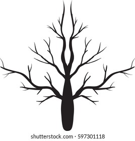Tree Silhouette Isolated on White Backgorund. Vector Illustration
