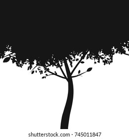 Tree silhouette isolated on white background. Vector