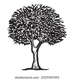 Plantilla vectorial aislada de silueta de árbol 2