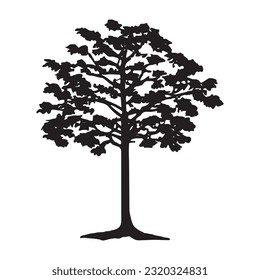 Plantilla de vector aislado de silueta de árbol 7