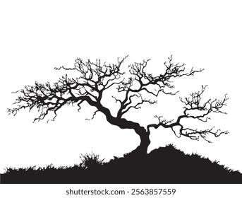 tree silhouette landscape. hand drawn design. vector illustration