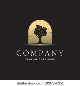 Tree silhouette logo design vector illustration