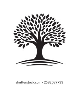 Tree silhouette logo in white background