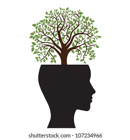 Tree silhouette of a man's head, vector image