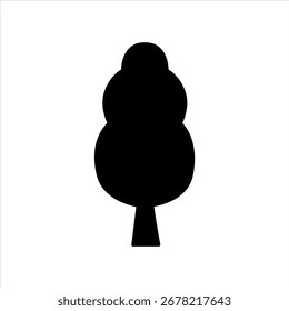 Tree silhouette in minimalistic flat style. Black isolated tree icons on white background for eco design, decor, banner, logo or print.