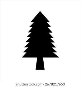 Silueta de árbol en estilo plano minimalista. Iconos aislados negros del árbol en el fondo blanco para el diseño del eco, la decoración, el Anuncio, el logotipo o la impresión.