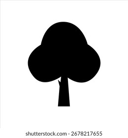 Tree silhouette in minimalistic flat style. Black isolated tree icons on white background for eco design, decor, banner, logo or print.